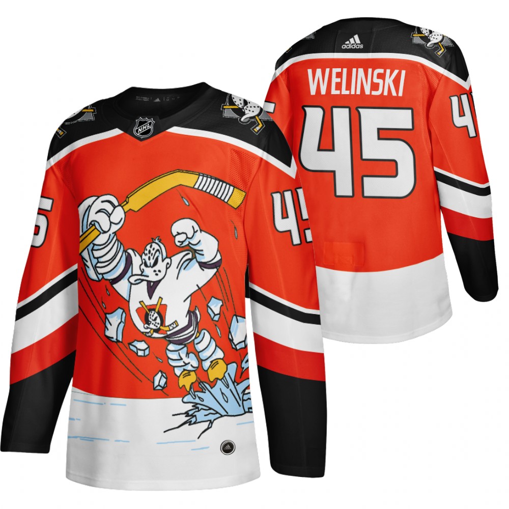 2021 Adidias Anaheim Ducks #45 Andy Welinski Red Men Reverse Retro Alternate NHL Jersey->anaheim ducks->NHL Jersey
